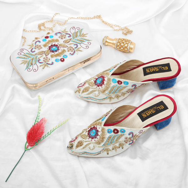 MLC1 - O.White ( Clutch Both Side Embroidery )